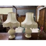 A Pair of Table Lamps of small proportions with shades.