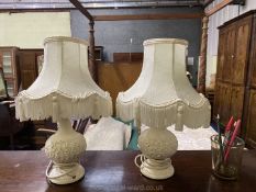 A Pair of Table Lamps of small proportions with shades.