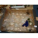 A quantity of small glass items including Edinburgh crystal thistle bud vases,