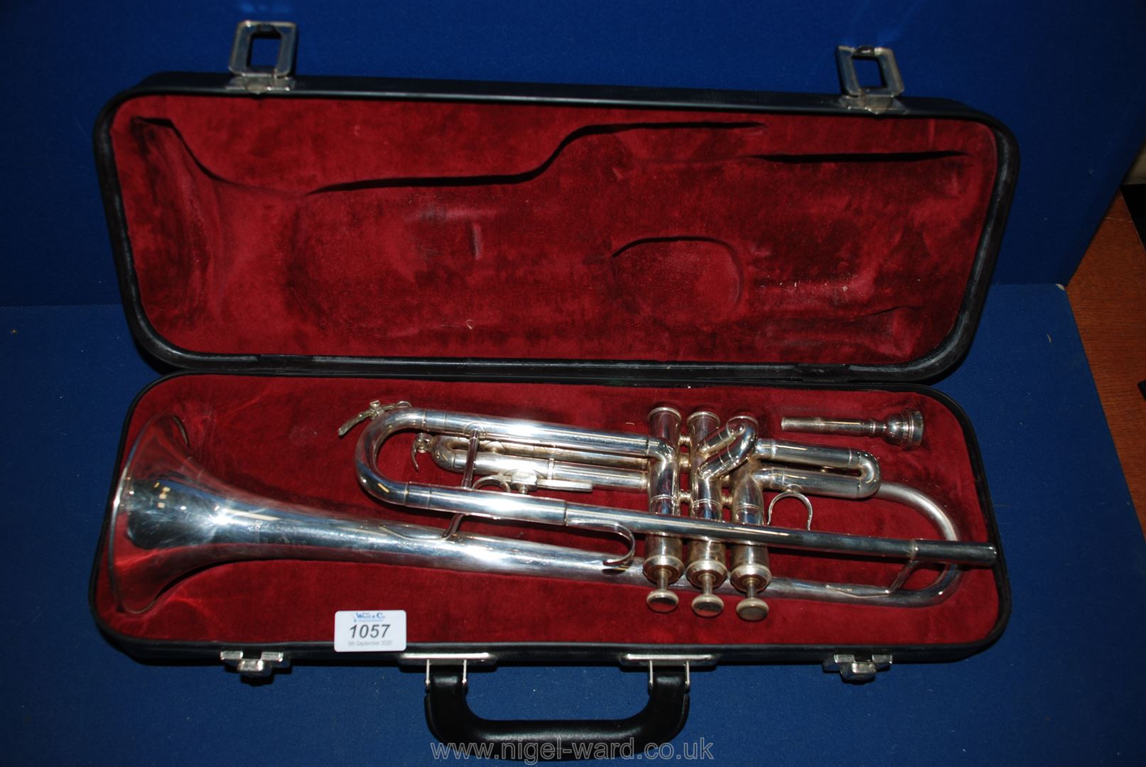 A Boosey and Hawkes cased silver plated Trumpet, serial no. 10181.