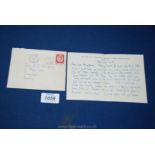 A letter from Angela Thirkell, novelist 1891-1961 (containing Barsetshire novels) dated 1955,