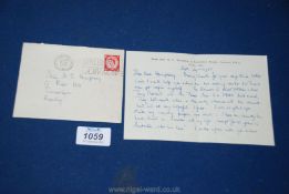 A letter from Angela Thirkell, novelist 1891-1961 (containing Barsetshire novels) dated 1955,