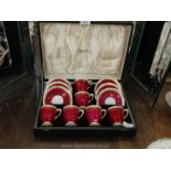 A cased Spode six setting Coffee set in 'Ryde' pattern,