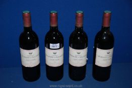 Four bottles of red wine - Chateau Marquis de Lalande, Saint Julien, 1994.