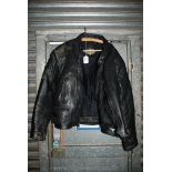 A black leather Biker's jacket by Mercure Plus, size 48.