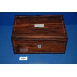 A Mother of Pearl inlaid Rosewood Box, circa 1880, 10'' long x 7'' wide x 4 1/2'' deep.