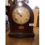 An elegant boxwood strung dark-wood Bracket Clock having two-train movement with cream coloured