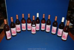 Twelve bottles of Broadfield Rose English Regional wine 2008.