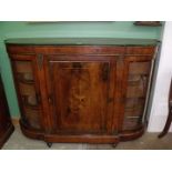 A Victorian Walnut Side Cabinet/Credenza with nicely detailed boxwood stringing and inlaid stylised