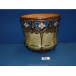 A Royal Doulton lambeth Jardiniere with Liberty style decoration, 7 3/4'' tall,