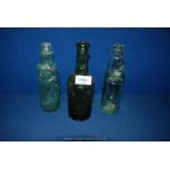 Two old glass marble Bottles by Heath and Sons, Coventry and Hinds and Co.