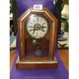 An angular Satinwood cased Postman's alarm type movement Clock,