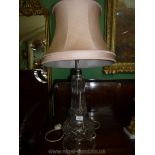 A cut glass Table Lamp, 17 1/2'' to top of glass,