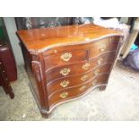A good serpentine fronted Mahogany Chest of three long and two short Drawers and brushing/folding