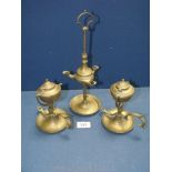 A pair of brass ship's gimbal Oil Lamps, mid 19th c.