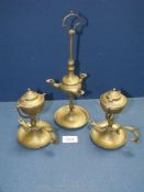 A pair of brass ship's gimbal Oil Lamps, mid 19th c.