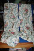 A pair of floral pattern curtains, 90'' wide x 96'' drop.