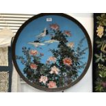 A large impressive Cloisonne Charger, turquoise ground having decoration of pink,