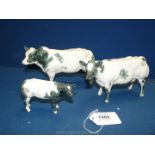 Three Border Fine Arts figures being family of Belgian cattle including bull,