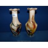 A pair of glass marble effect pattern Vases, 8'' tall.
