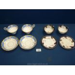 A pair of Davenport cups and saucers, Longport Staffordshire and a pair of Pointons,