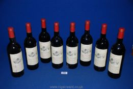 Eight bottles of red wine - Chateau Haut Sociondo Cotes De Blaye Grand Vin de Bordeaux, 1996.