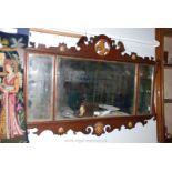 An ornately framed Wall Mirror with scroll top and gilded edges, a/f,