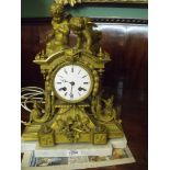 An elegant Ormolu/gilded Mantel Clock having a movement striking on a bell by Japy Freres & C.