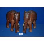 Two wooden Elephants, 8 1/2'' high approx., a/f.
