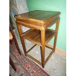 A Chinoiserie Oak and Mahogany occasional Table with lower shelf and base with perimeter stretchers,