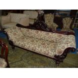 A circa 1900 Mahogany framed, double-ended Chaise Longues,