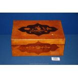 An inlaid squirrel jewellery Box, 9 3/4'' long x 7'' x 4'' deep.