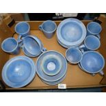 A quantity of Brannon pottery tea and dinner ware including mugs, saucers, bowls, posy vase,