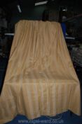 A two-tone straw-coloured striped single Curtain, single pinch pleat, 154'' wide x 187'' drop.
