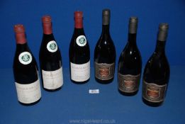 Three bottles of Beaujolais - Lancie 1999 Maison Louis Latour and three bottles of 1997 oak aged