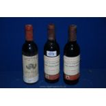 Three 375 ml bottles of red wine including two of Chateau Haut-Brisson Saint Emilion Grand Cru 1988