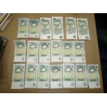 Nineteen £1 notes including a Somerset Consecutive run from AT08 960571 to 960583,