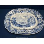 A blue and white meat Plate, marked 'Metropolitan Scenery, North End, Hampstead',