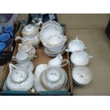 A part Teaset in white and turquoise mostly a/f together with a gold and grey part Teaset, many a/f,
