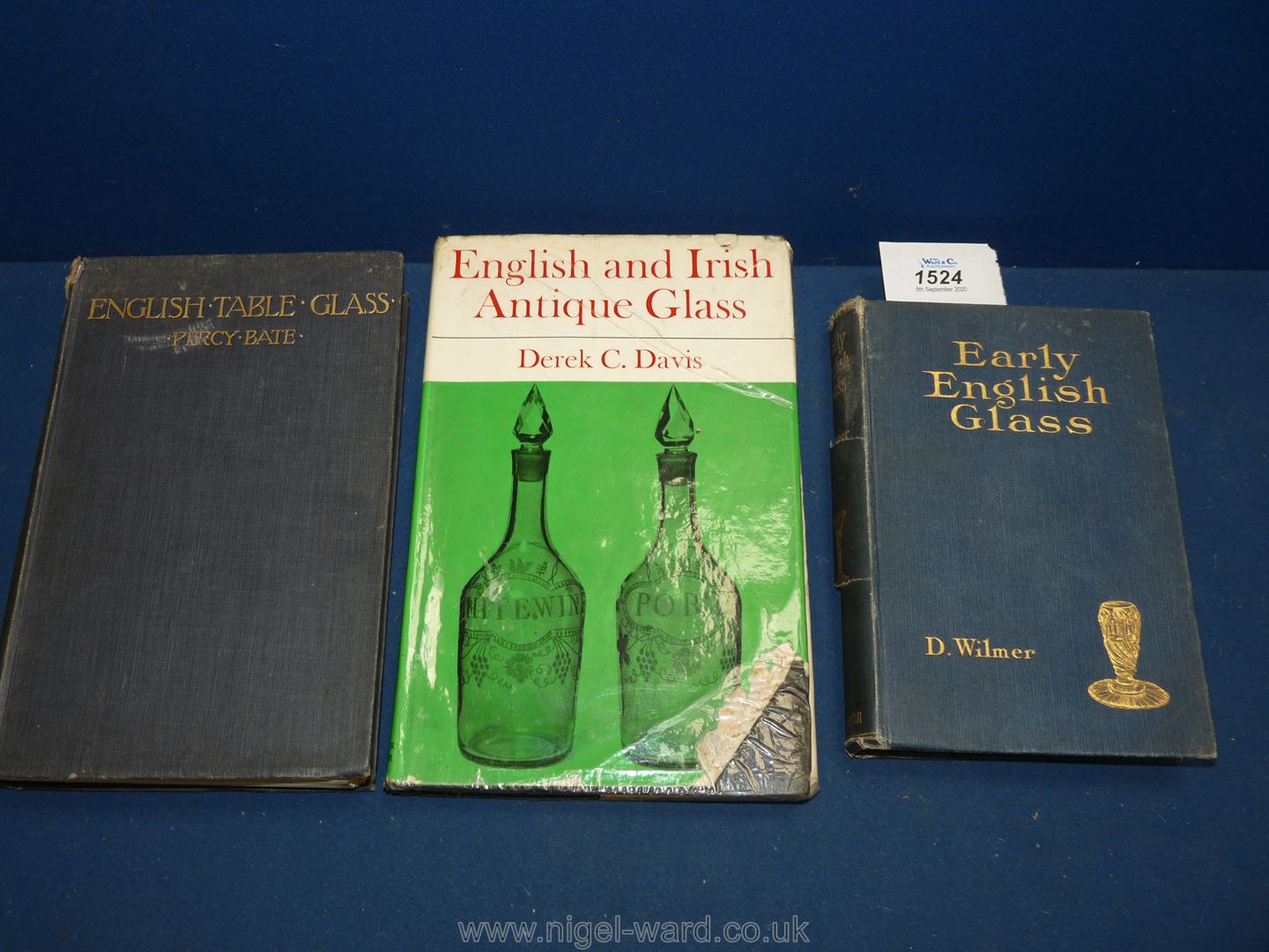 Three classic reference books on early glass: daisy Wilmer, Derek Davi, Percy Bate.