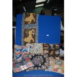 A quantity of needlepoint Cushions including one for two-seater bench, some a/f.