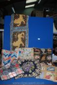 A quantity of needlepoint Cushions including one for two-seater bench, some a/f.