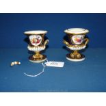 A pair of pretty miniature Crown Derby urn style Vases, with date mark for possibly 1782.