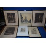Six Etchings including Donald Crawford and Henry Rushby.