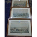 Three framed hunting Prints - 'The Meeting', 'Full Cry', and 'The Death',