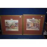 A framed and mounted Watercolour signed lower left MBM Thondaung Feb 1916,