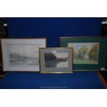 A set of three framed watercolours.