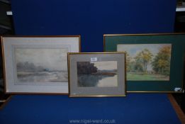 A set of three framed watercolours.