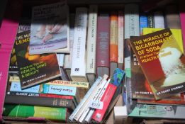 A box of books: novels, cookery,