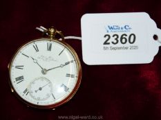 An 18 ct Gold cased key-wound Pocket Watch having inset second hand to the fusee driven movement by